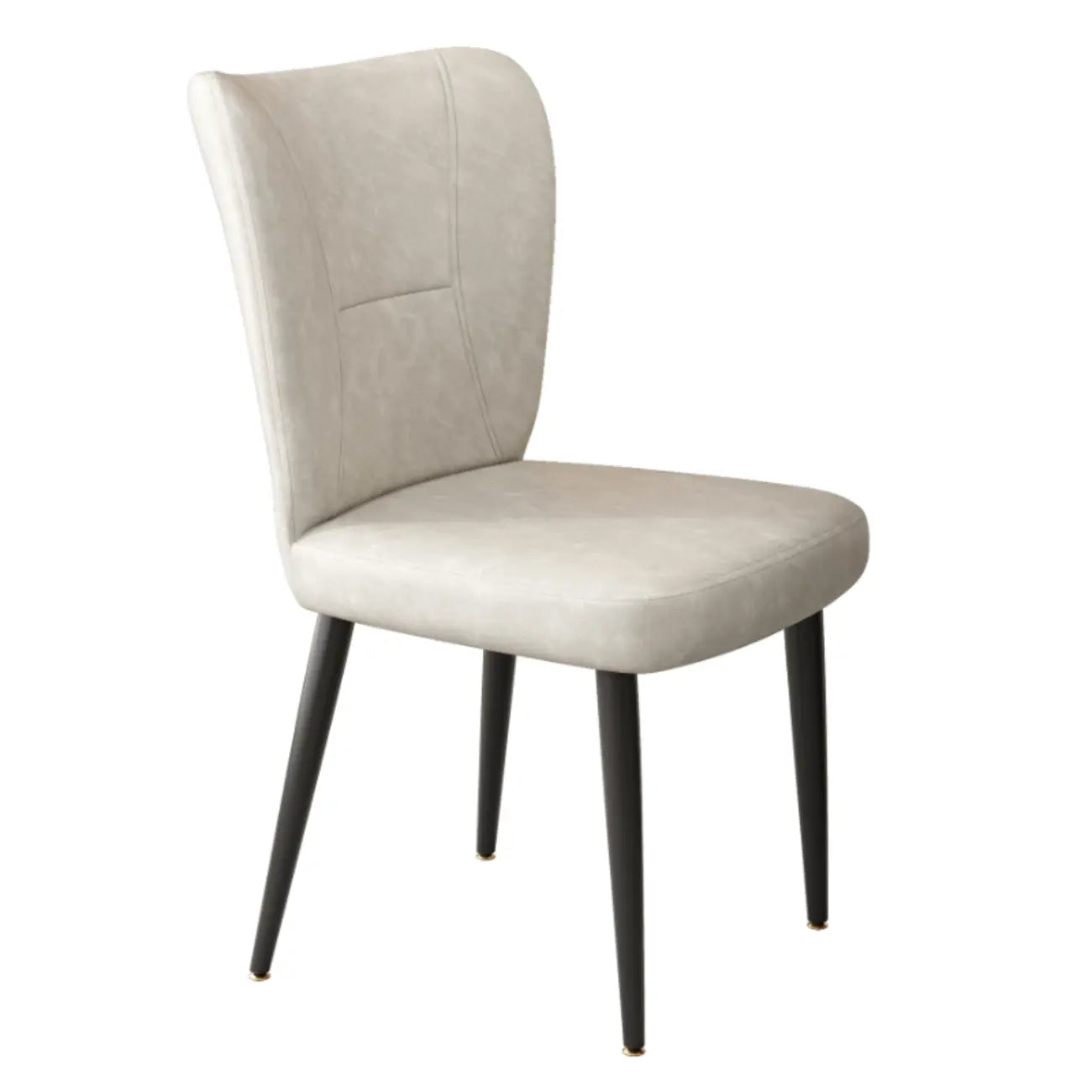 Minimalist High Back Cow Leather Armless Dining Chairs
