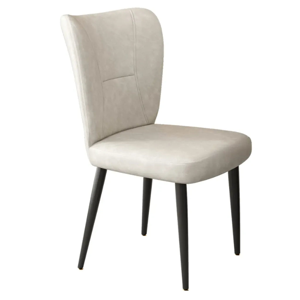 Minimalist High Back Cow Leather Armless Dining Chairs