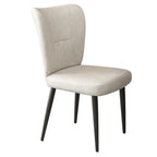 Minimalist High Back Cow Leather Armless Dining Chairs
