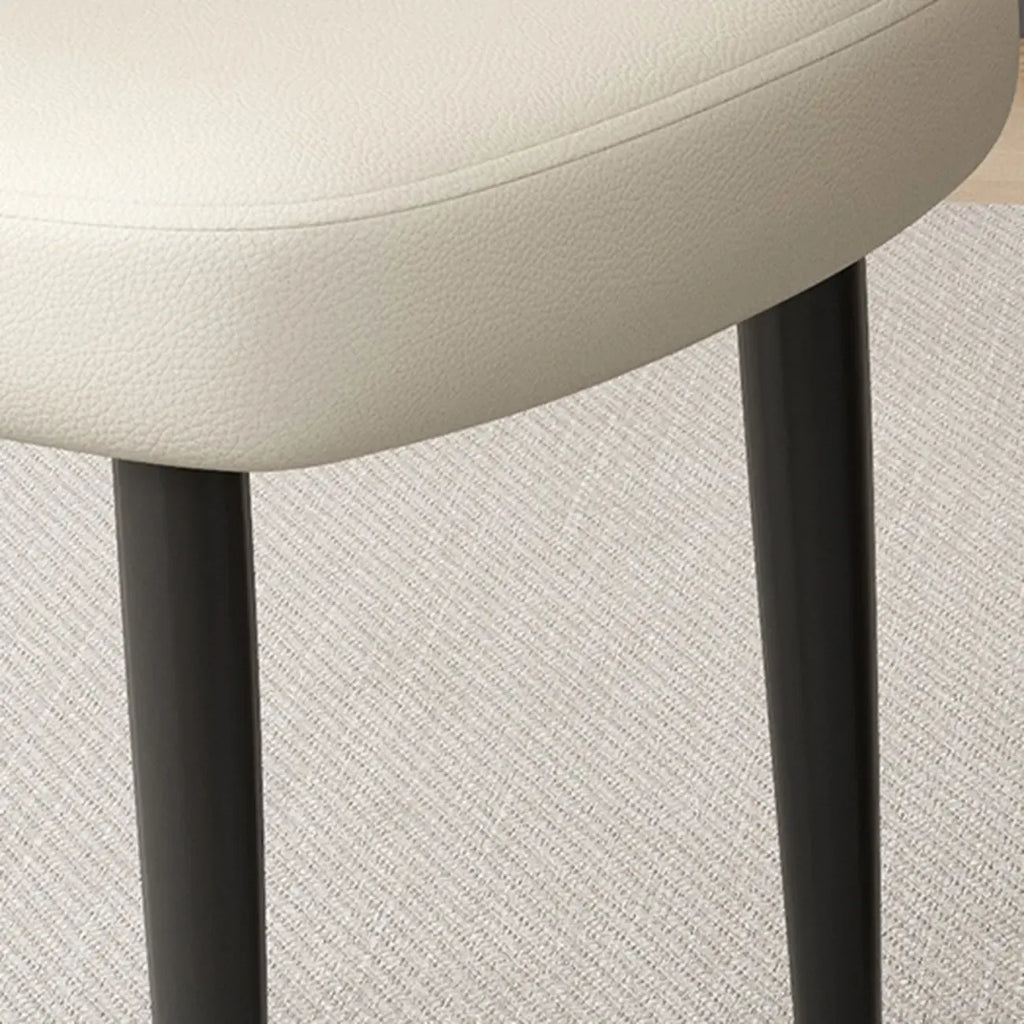 Minimalist High Back Cow Leather Armless Dining Chairs