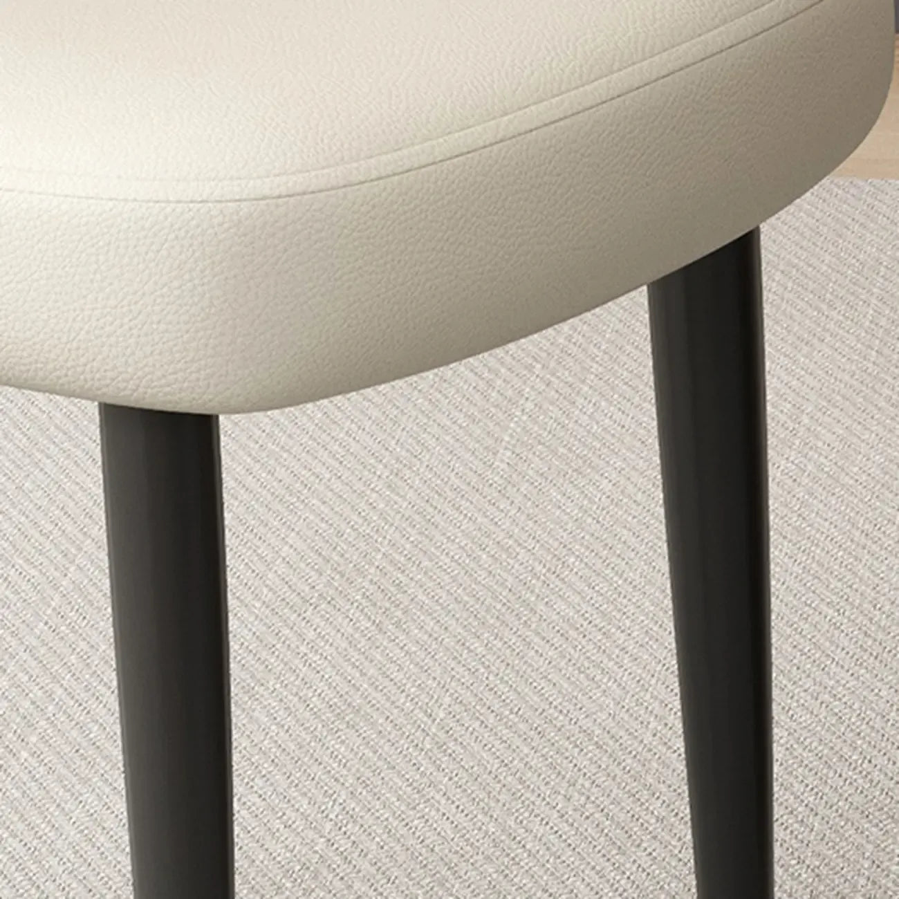 Minimalist High Back Cow Leather Armless Dining Chairs