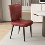 Minimalist High Back Cow Leather Armless Dining Chairs