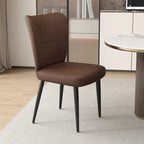 Minimalist High Back Cow Leather Armless Dining Chairs