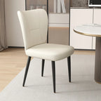 Minimalist High Back Cow Leather Armless Dining Chairs
