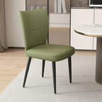 Minimalist High Back Cow Leather Armless Dining Chairs