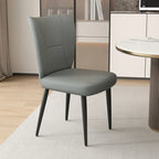 Minimalist High Back Cow Leather Armless Dining Chairs