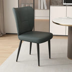 Minimalist High Back Cow Leather Armless Dining Chairs