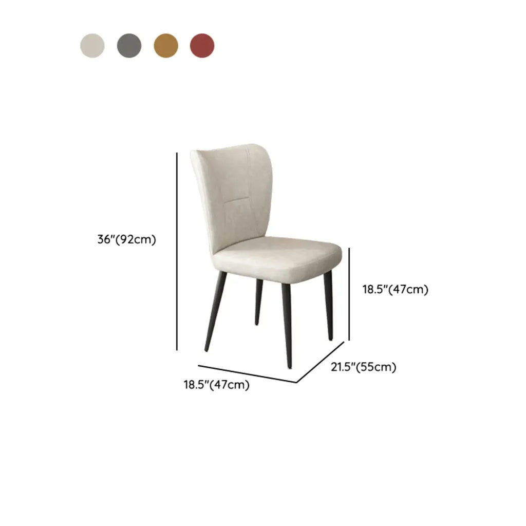 Minimalist High Back Cow Leather Armless Dining Chairs