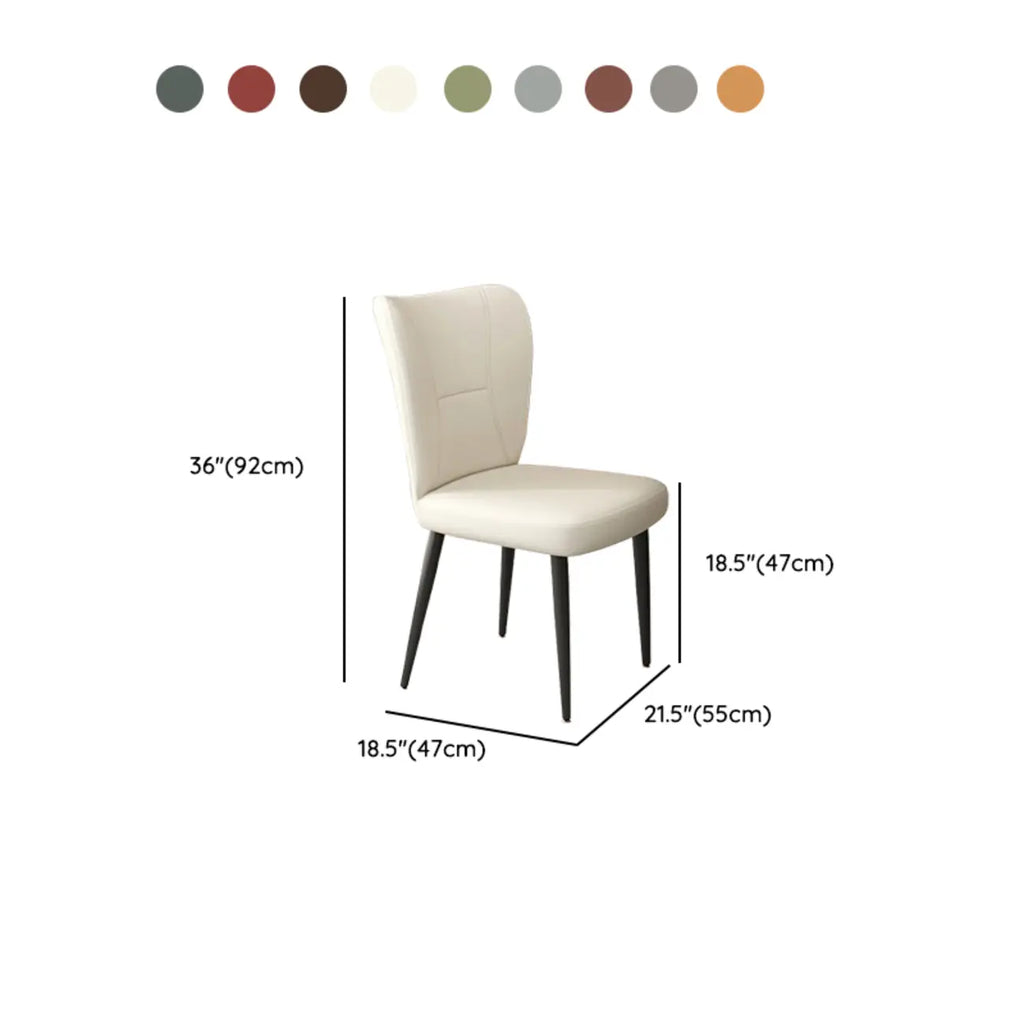 Minimalist High Back Cow Leather Armless Dining Chairs