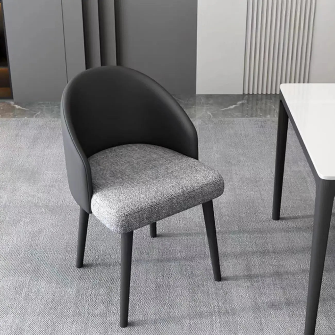 Minimalist Black Upholstered Fabric Dining Chair Low Back