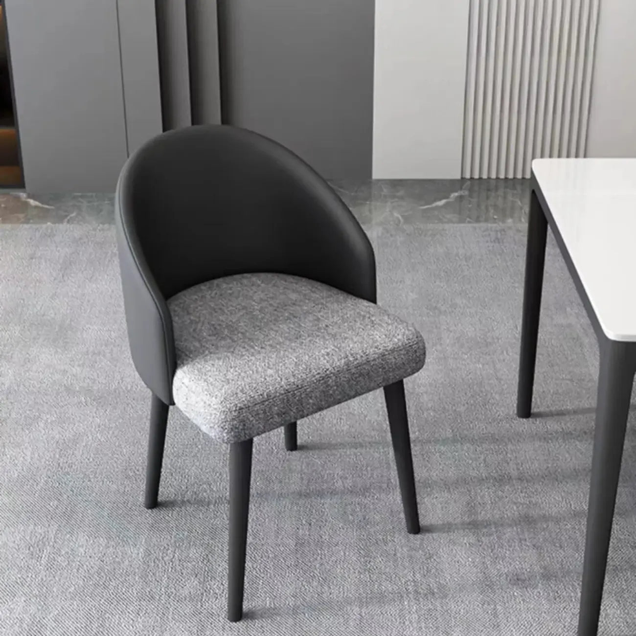 Minimalist Black Upholstered Fabric Dining Chair Low Back