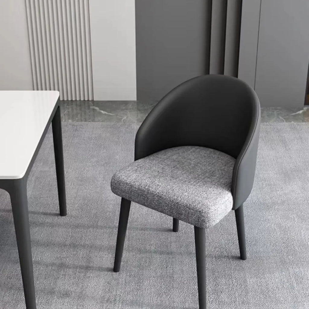 Minimalist Black Upholstered Fabric Dining Chair Low Back