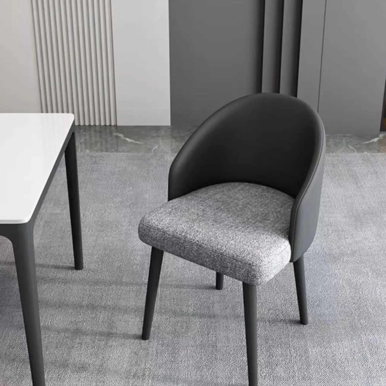 Minimalist Black Upholstered Fabric Dining Chair Low Back