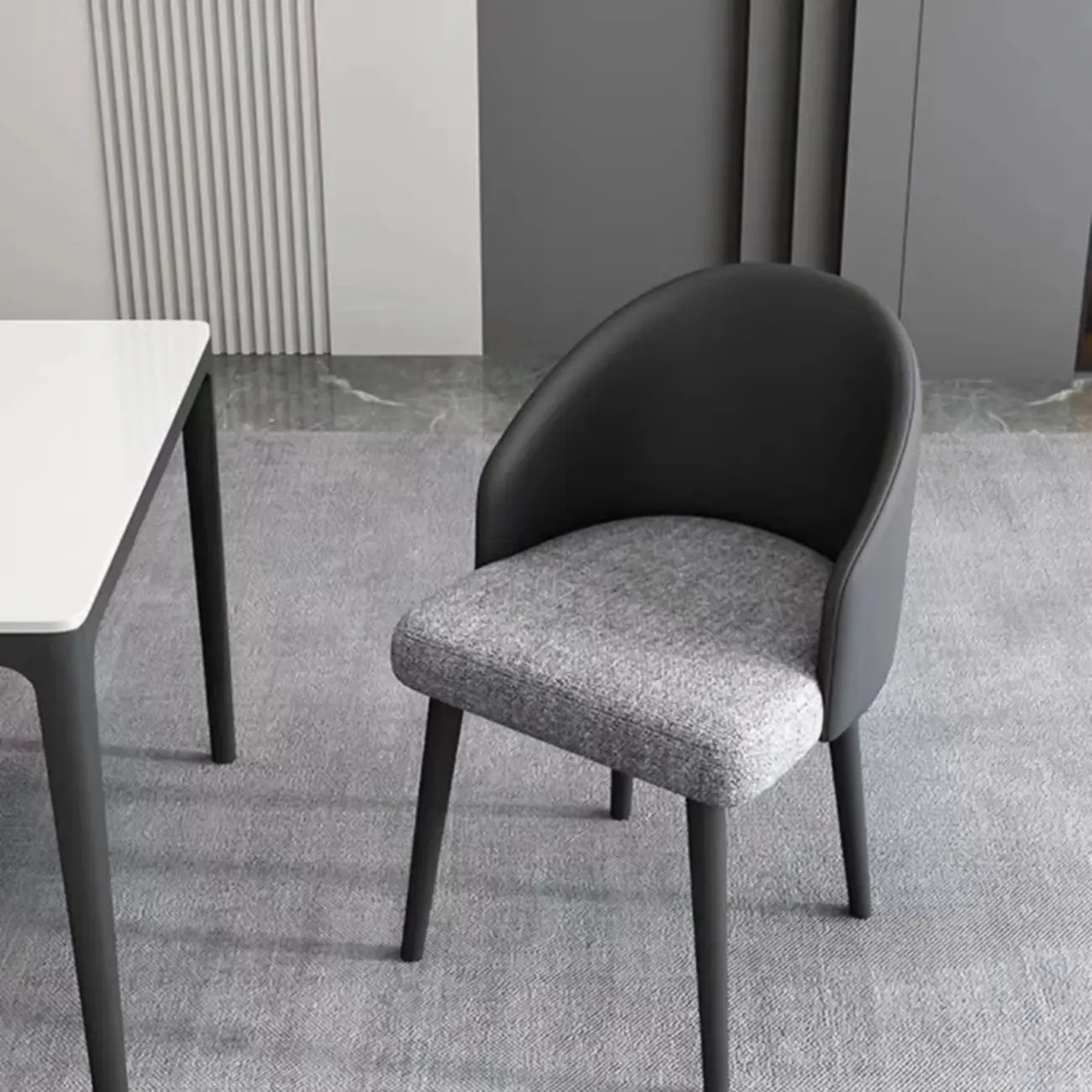 Minimalist Black Upholstered Fabric Dining Chair Low Back