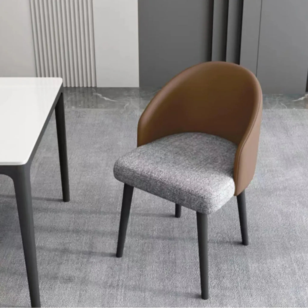 Minimalist Black Upholstered Fabric Dining Chair Low Back