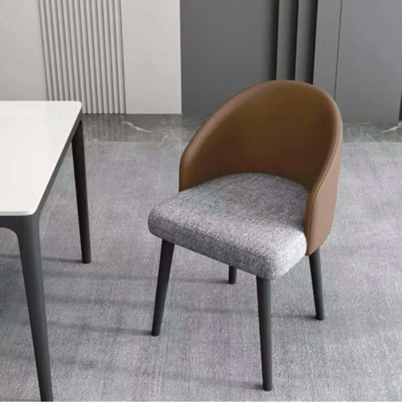 Minimalist Black Upholstered Fabric Dining Chair Low Back