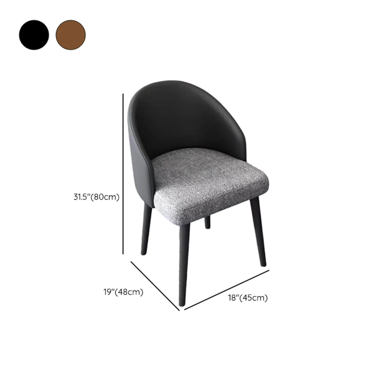 Minimalist Black Upholstered Fabric Dining Chair Low Back
