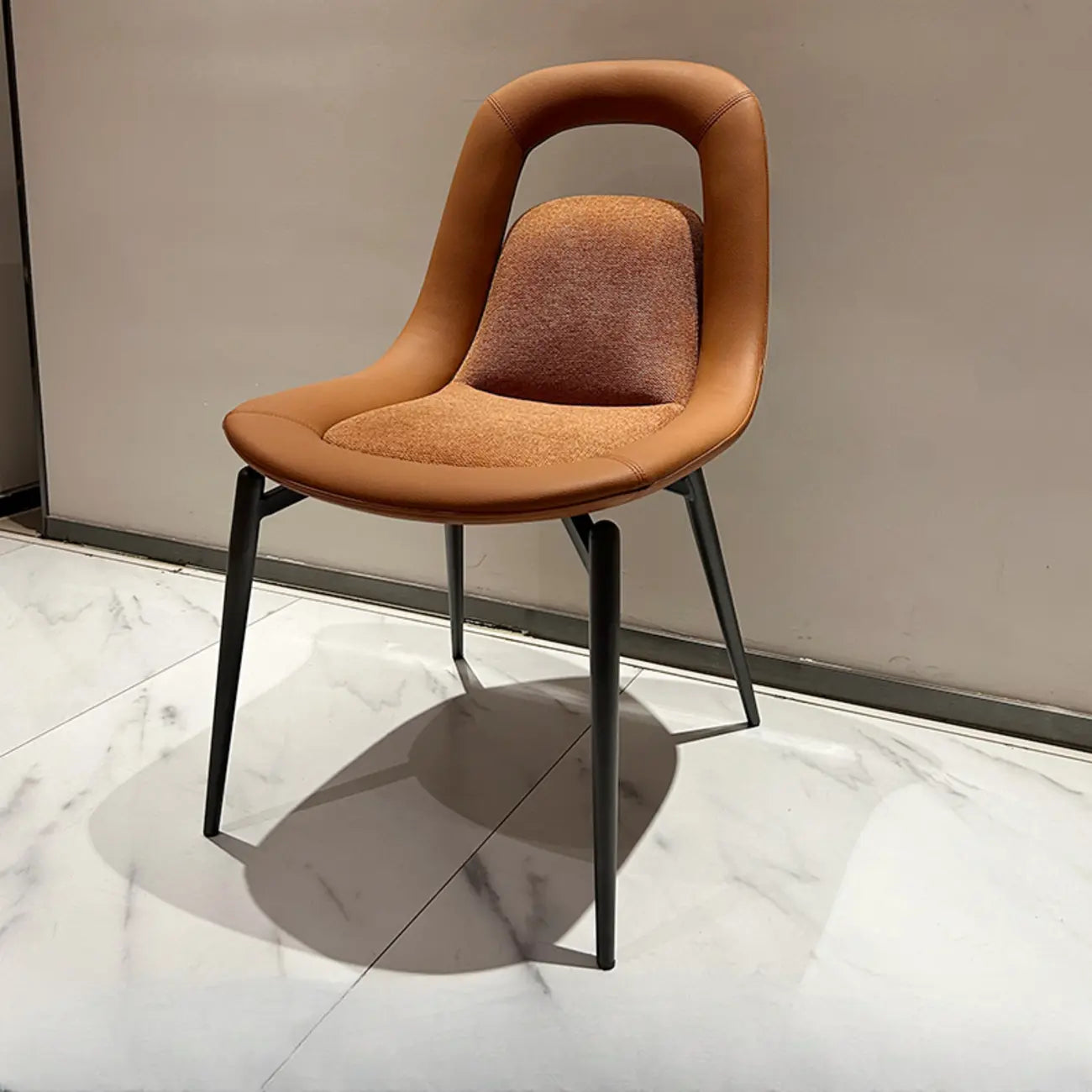Contemporary Orange Upholstered Dining Chairs Open Back