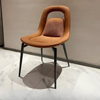 Contemporary Orange Upholstered Dining Chairs Open Back