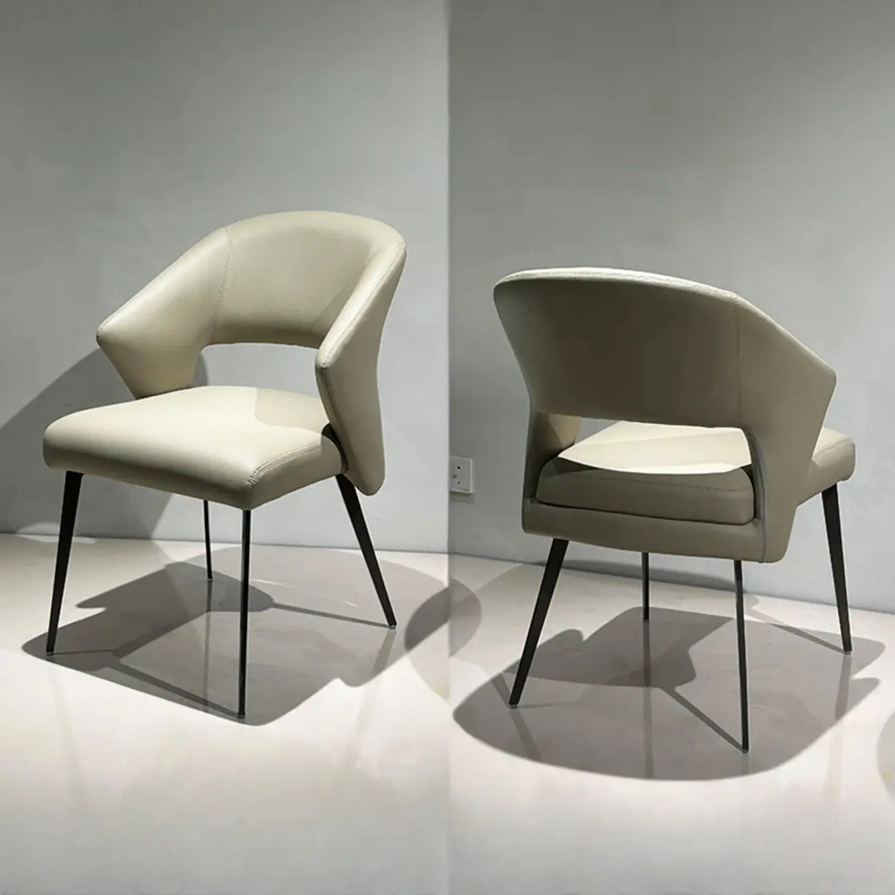 Contemporary Orange Upholstered Dining Chairs Open Back