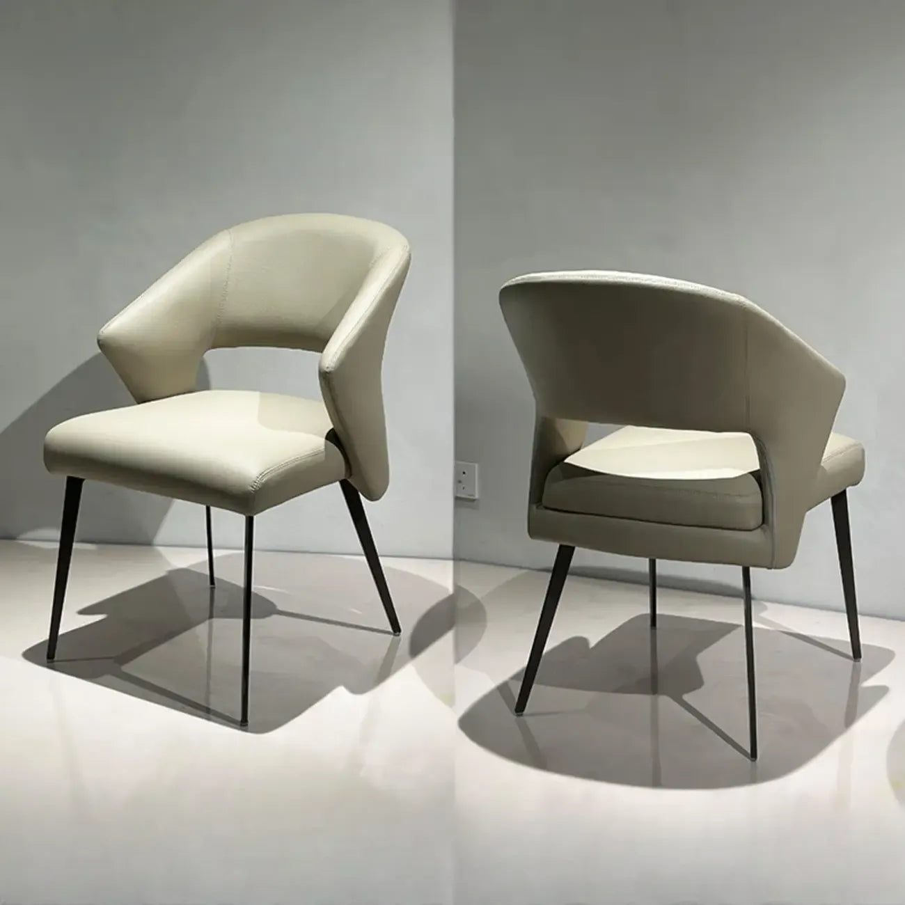 Contemporary Orange Upholstered Dining Chairs Open Back