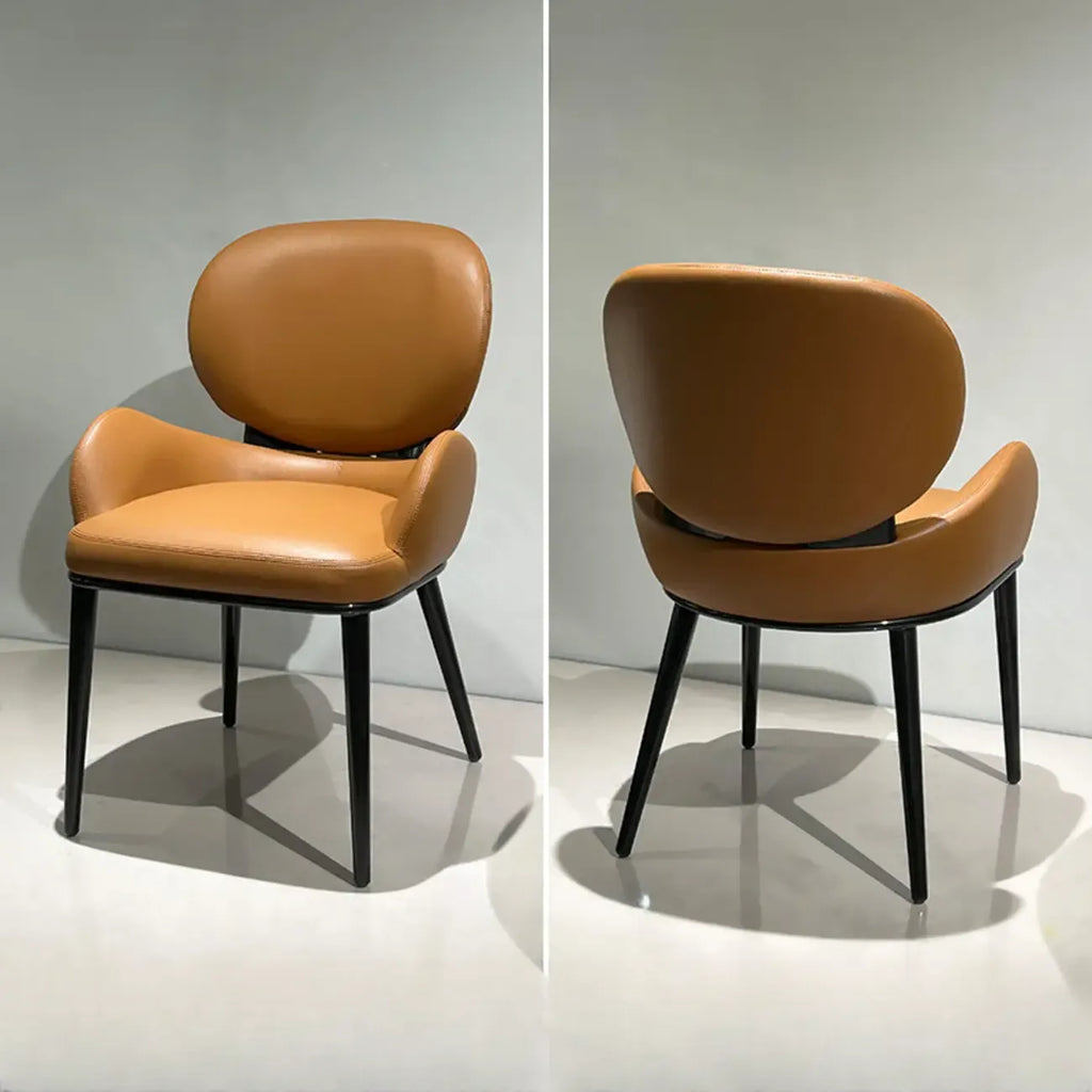 Contemporary Orange Upholstered Dining Chairs Open Back