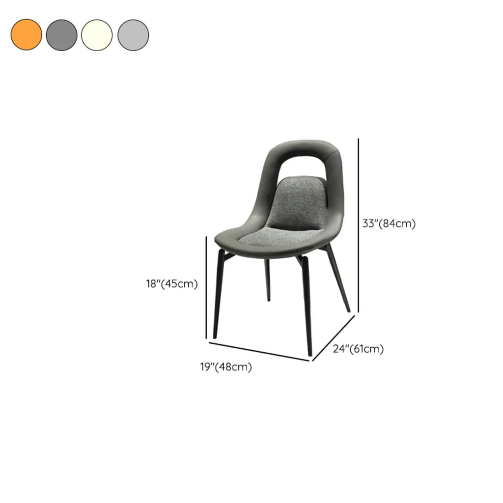 Contemporary Orange Upholstered Dining Chairs Open Back