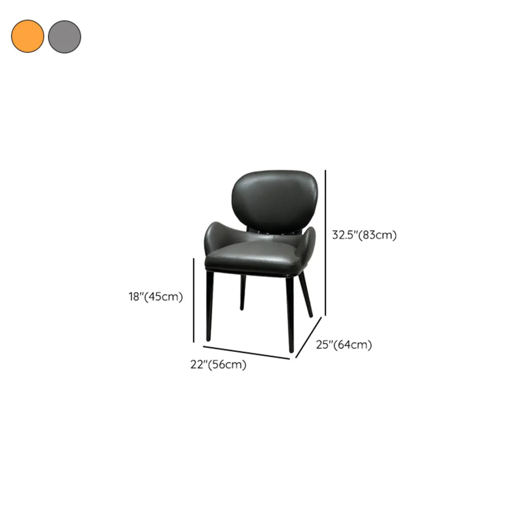 Contemporary Orange Upholstered Dining Chairs Open Back