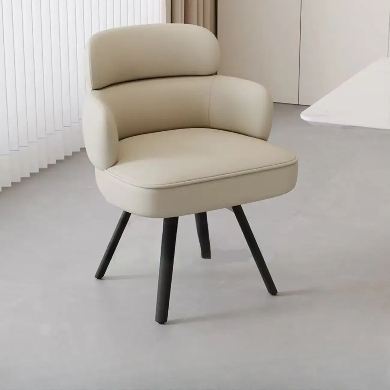 Scandinavian Swivel Brown Curved Back Dining Chairs