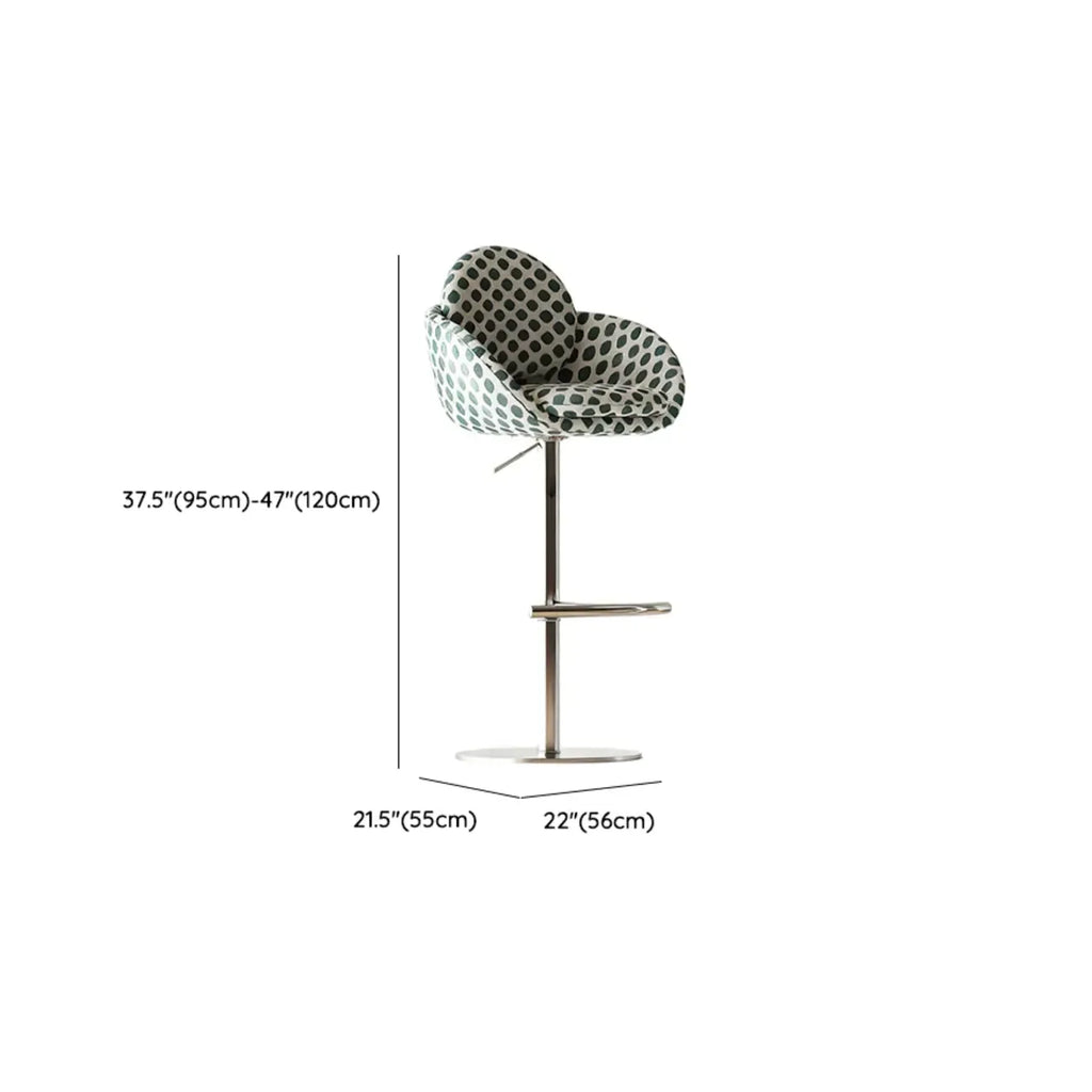Modern Swivel Fabric Upholstered Bar Stools Stainless Steel