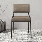 Modern Rectangle Faux Leather Open Back Dining Chair
