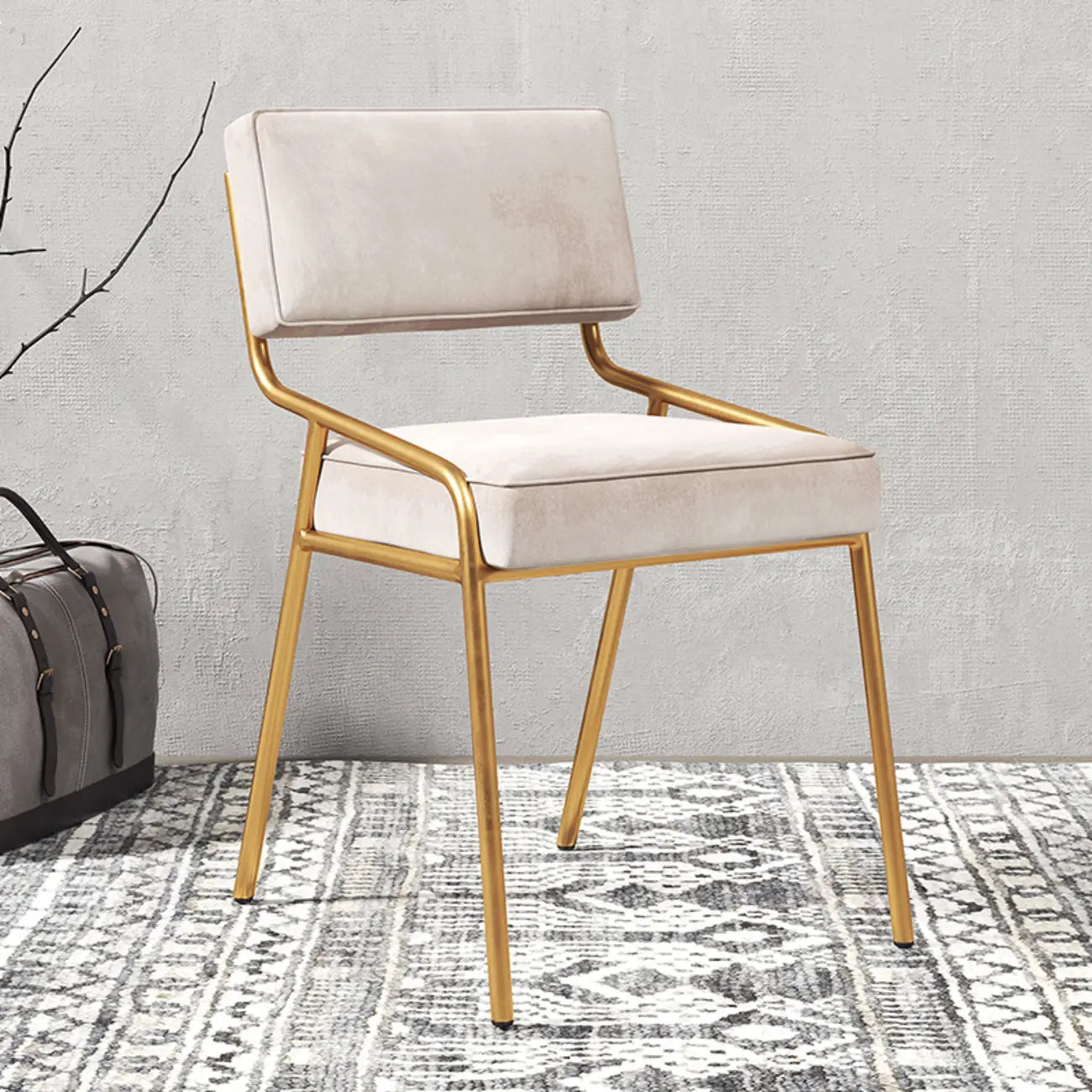 Modern Rectangle Faux Leather Open Back Dining Chair