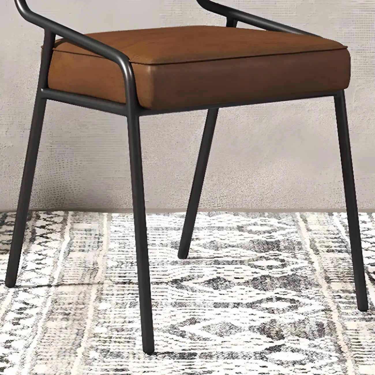 Modern Rectangle Faux Leather Open Back Dining Chair