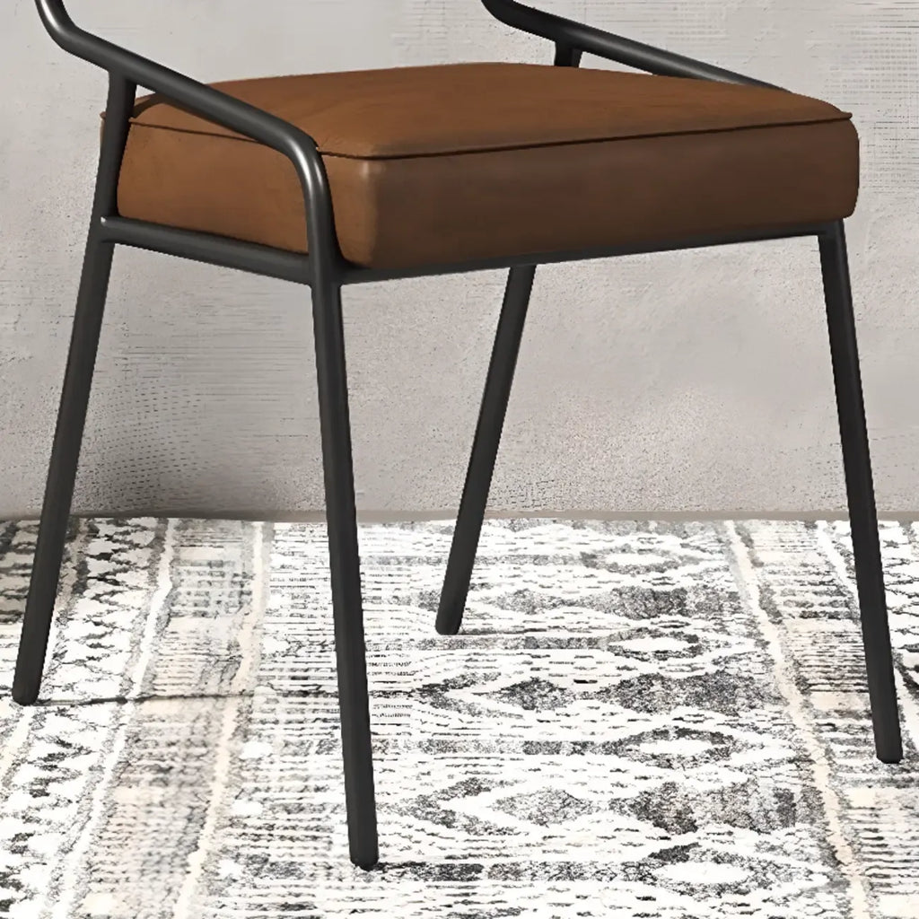Modern Rectangle Faux Leather Open Back Dining Chair