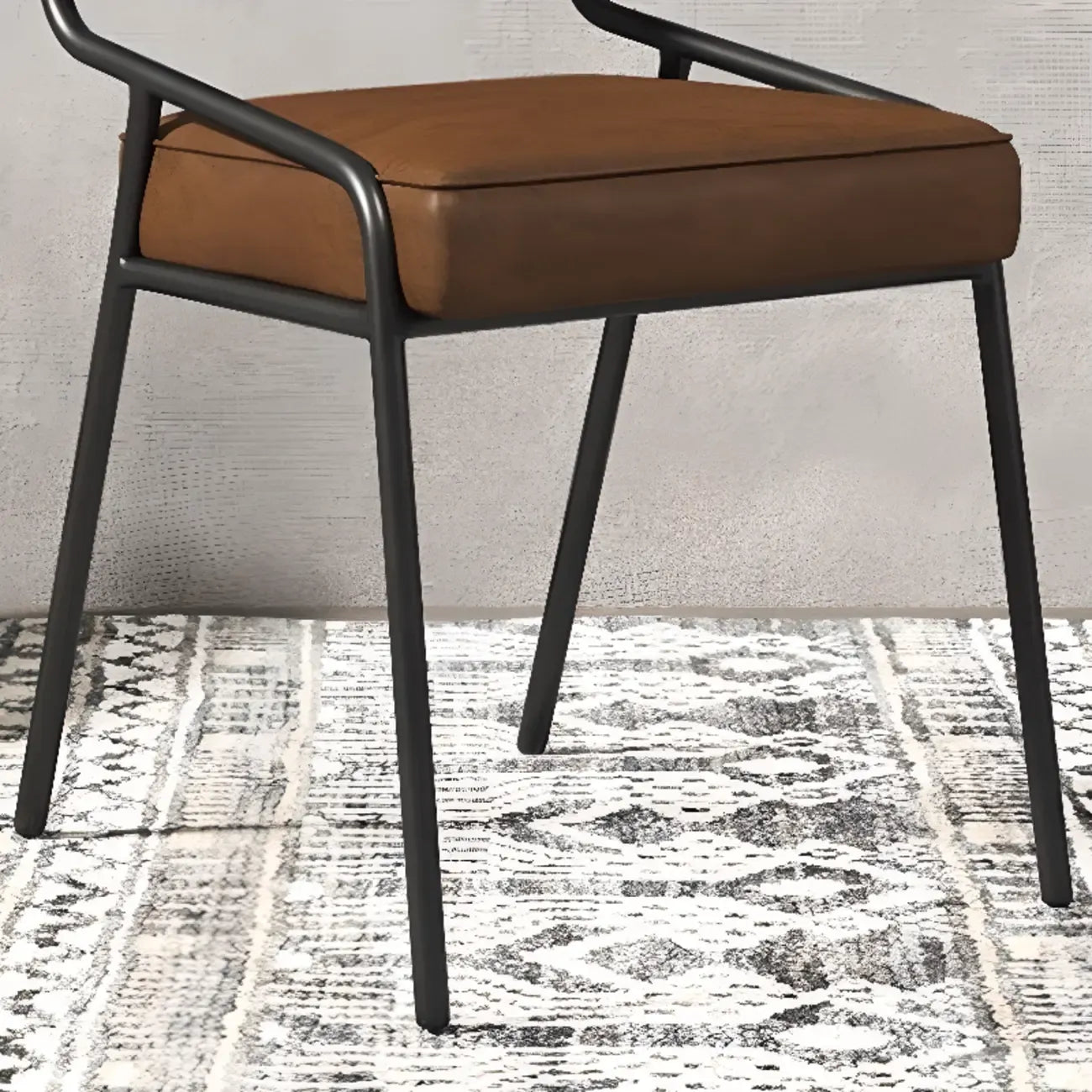 Modern Rectangle Faux Leather Open Back Dining Chair