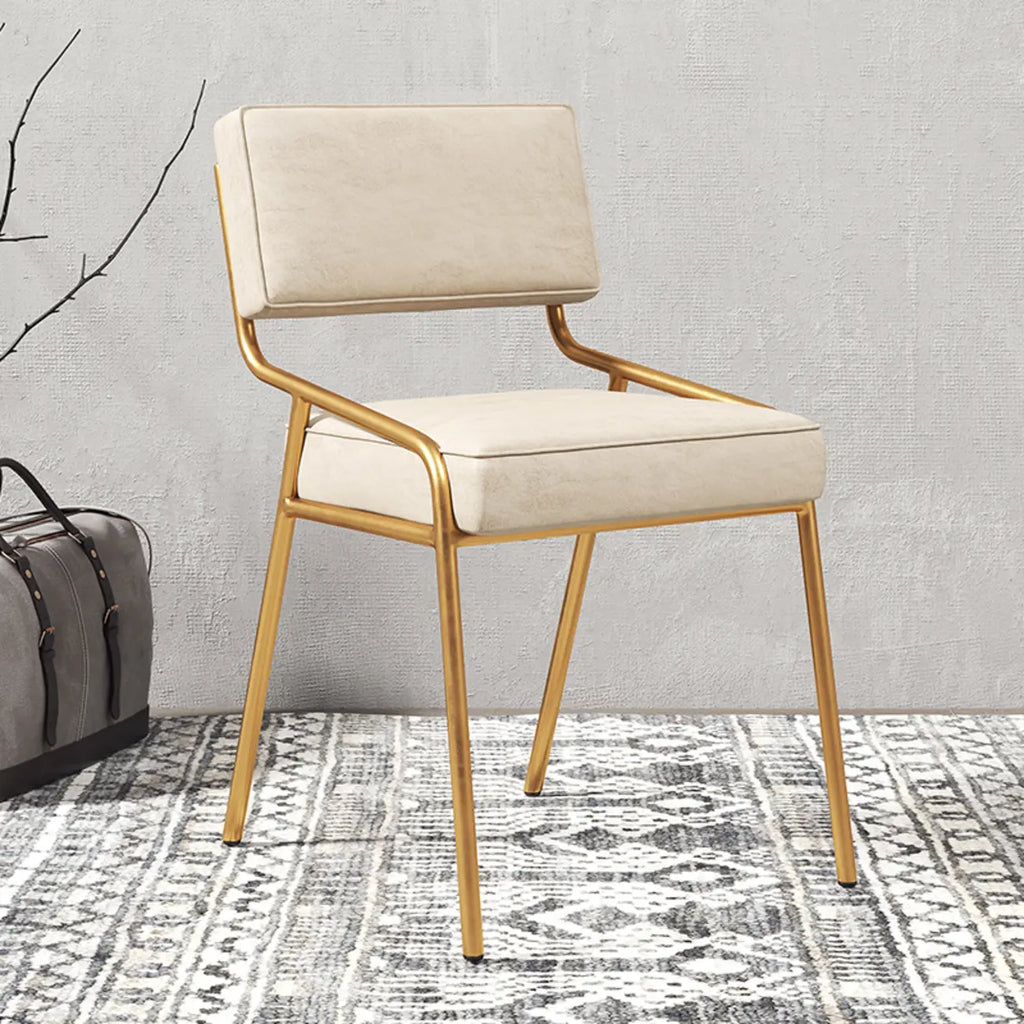 Modern Rectangle Faux Leather Open Back Dining Chair