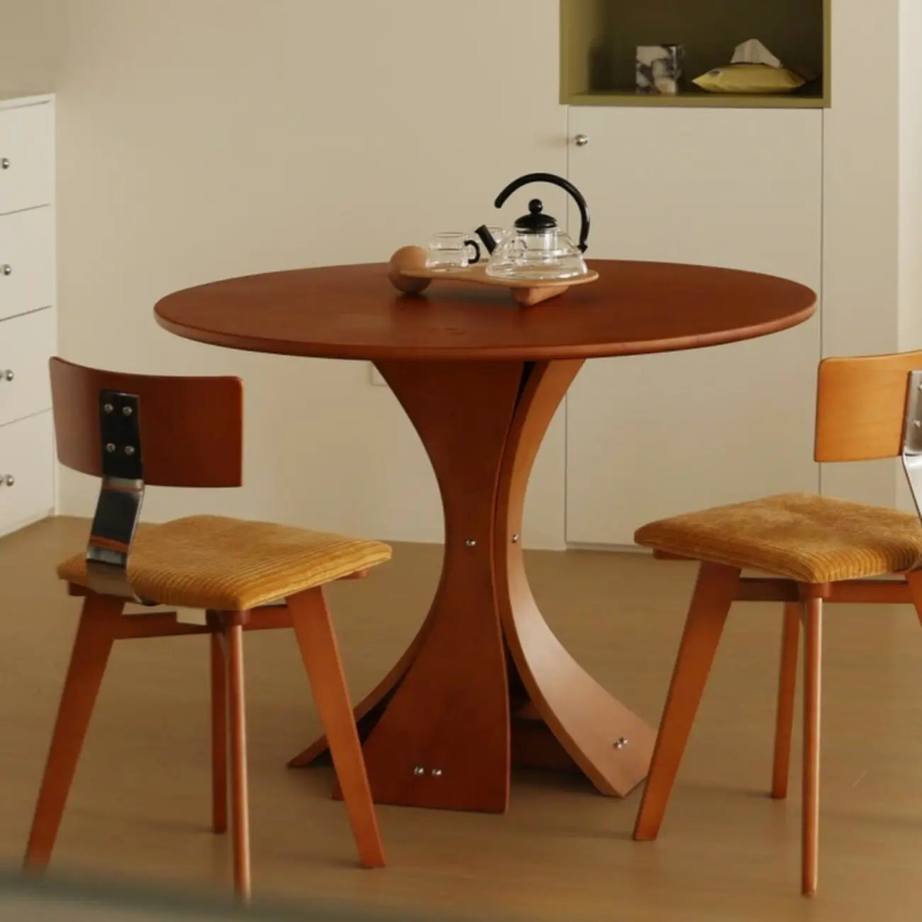 Mid-century Modern Cushioned Wooden Armless Dining Chair