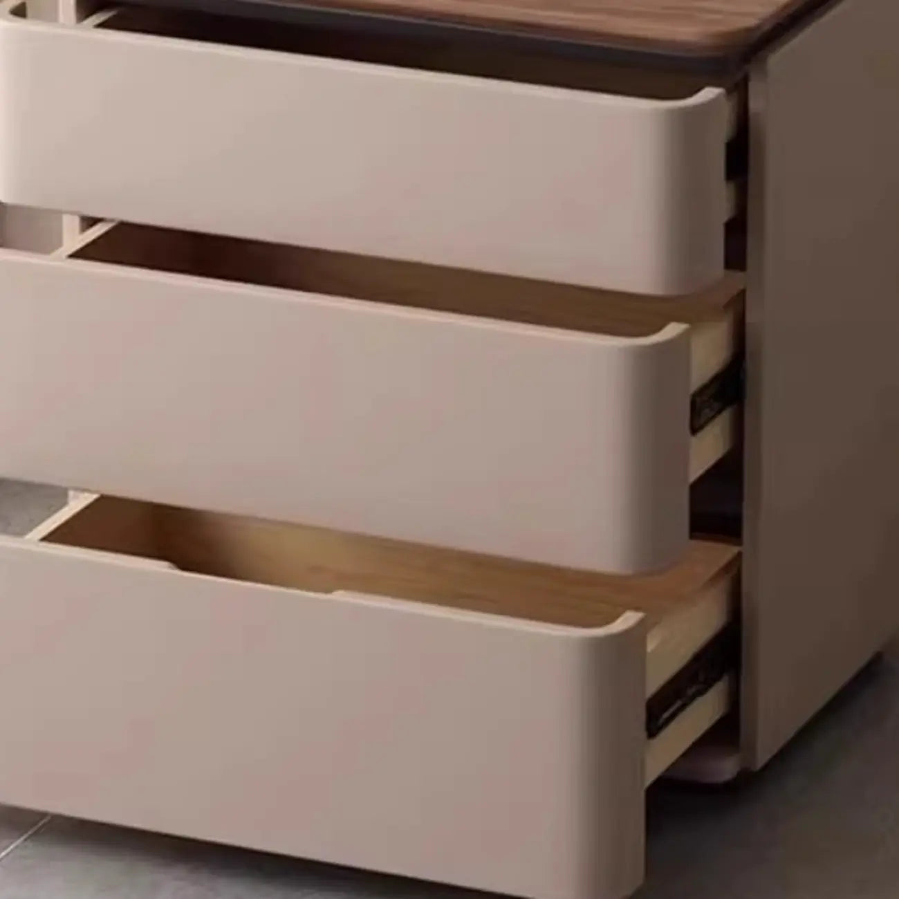 Elegant Modern Wood Three-Drawer Nightstand