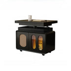 Elegant Brown Rolling Wood Side Table Adjustable Top