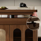 Elegant Brown Rolling Wood Side Table Adjustable Top