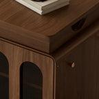 Elegant Brown Rolling Wood Side Table Adjustable Top
