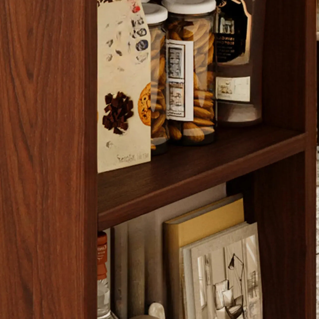 Folding Top Open Storage Wood Side Table with Wheels