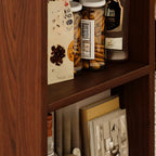 Folding Top Open Storage Wood Side Table with Wheels