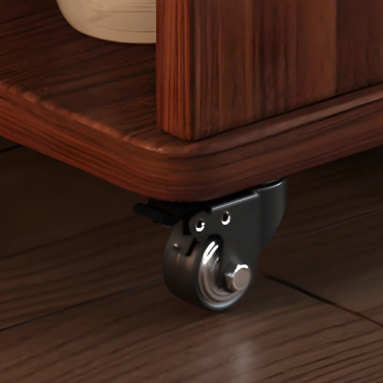 Folding Top Open Storage Wood Side Table with Wheels