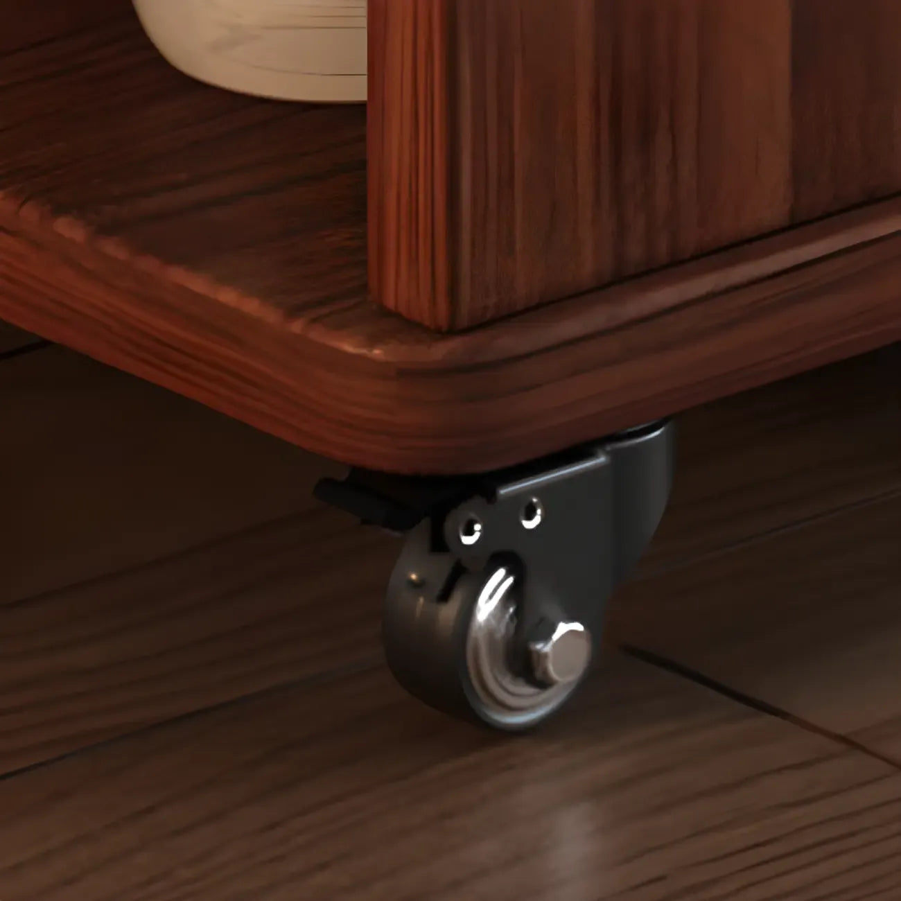 Folding Top Open Storage Wood Side Table with Wheels