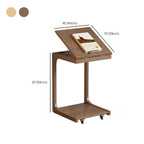 Adjustable Tabletop Wood C Shaped Side Table with Wheels
