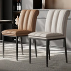 Low Back Upholstered Dining Chairs with Vertical Tufting