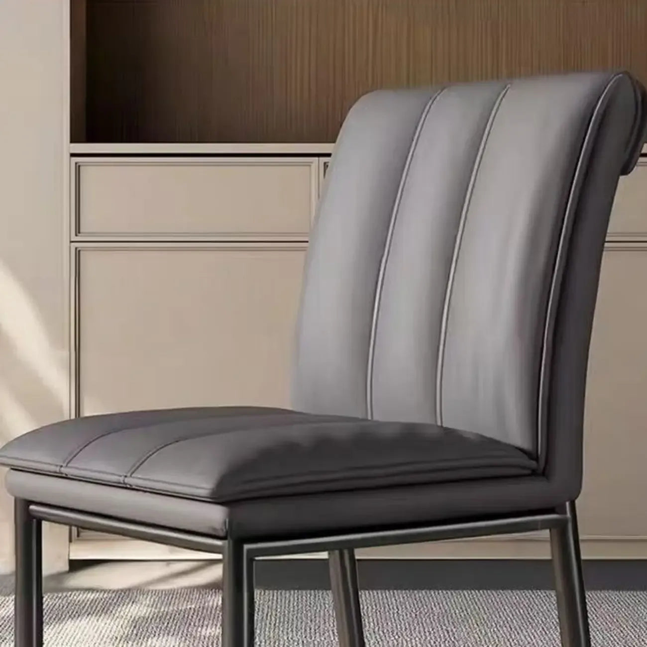 Low Back Upholstered Dining Chairs with Vertical Tufting