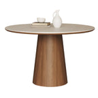 Modern Round Stone Top Pedestal Dining Table