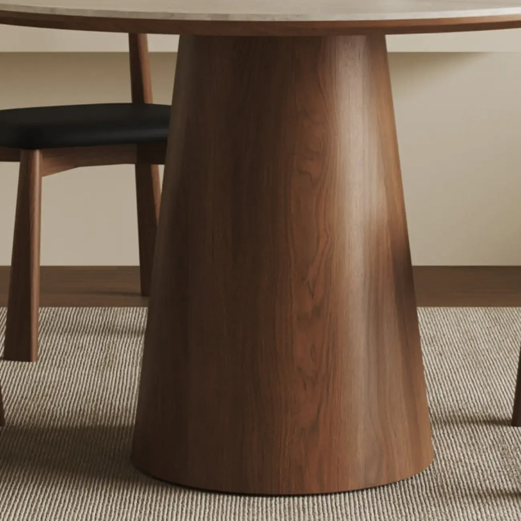 Modern Round Stone Top Pedestal Dining Table